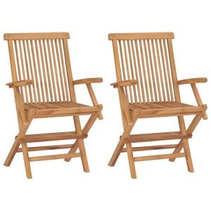 vidaXL Gartenst&uuml;hle 2 Stk. Klappbar Massivholz Teak