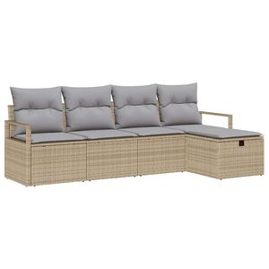 vidaXL Sofa Set 5 stk. 5-Sitzer Beige und Hellgrau Poly-Rattan