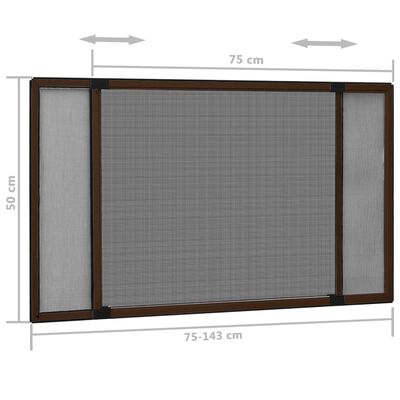 vidaXL Ausziehbarer Insektenschutz für Fenster Braun (75-143)x50 cm