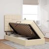 vidaXL Bett mit Stauraum und LED mit LED Creme 90 x 190 cm Polyester