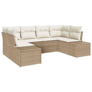 vidaXL Gartensofa-set 6 stk. 6-Sitzanzahl Beige und Creme Poly Rattan