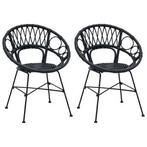 vidaXL Esszimmerstuhl 2 stk. Rattan und Eisen Schwarz 54 x 65 x 82 cm