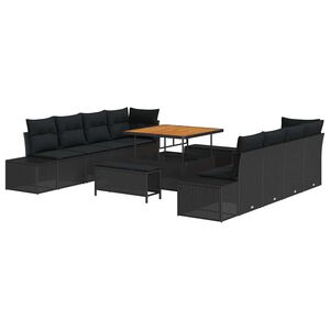 vidaXL Gartensofa-set Schwarz Poly Rattan