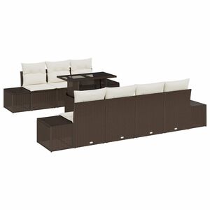 vidaXL Sofa Set mit Kissen 8 pcs Braun und Creme Poly-Rattan
