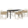 vidaXL Garten Essgruppe mit Kissen 5 pcs Beige Poly-Rattan