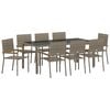 vidaXL Garten Essgruppe 9 pcs Grau Poly-Rattan