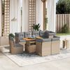 vidaXL 9-tlg. Garten-Sofagarnitur mit Kissen Beige Poly Rattan