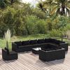vidaXL 11-tlg. Garten-Lounge-Set mit Kissen Poly Rattan Schwarz