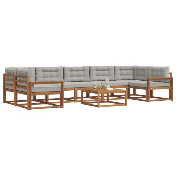 vidaXL Outdoor-Sofagarnitur mit Kissen 8 pcs Nat&uuml;rlich und Hellgrau