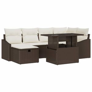 vidaXL Gartensofa-set mit Kissen 7 pcs Braun Poly-Rattan