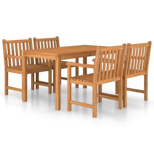 vidaXL 5-teiliges Garten-Ess-Set 140 x 80 cm Massivholz Teak