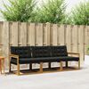 vidaXL Outdoor-Sofagarnitur mit Kissen 3 pcs Nat&uuml;rlich und Schwarz