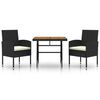 vidaXL 3-tlg. Garten-Essgruppe Poly Rattan Schwarz