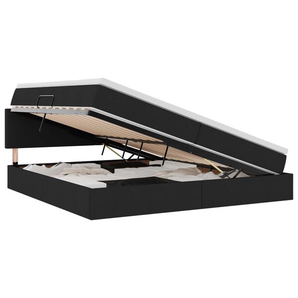 vidaXL Aufbewahrungsbett mit Matratze Schwarz 200 x 200 cm