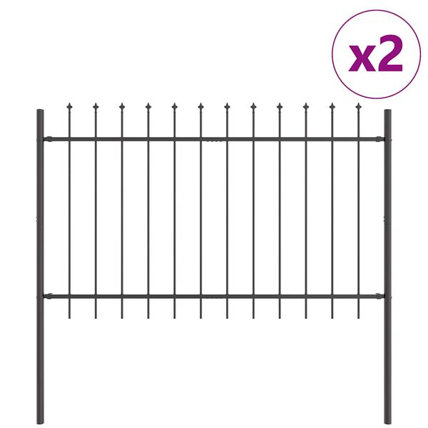 vidaXL Gartenzaun 2 pcs Grau 3,4 x 1 m Pulverbeschichteter Stahl