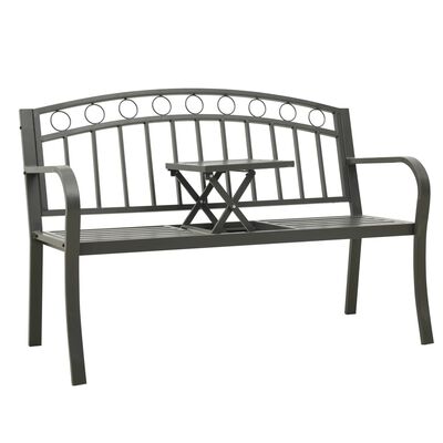 vidaXL Gartenbank mit Tisch Grau 120 cm Stahl
