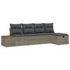 vidaXL Garten-Sofa-Set mit Kissen 5 pcs Grau Poly Rattan