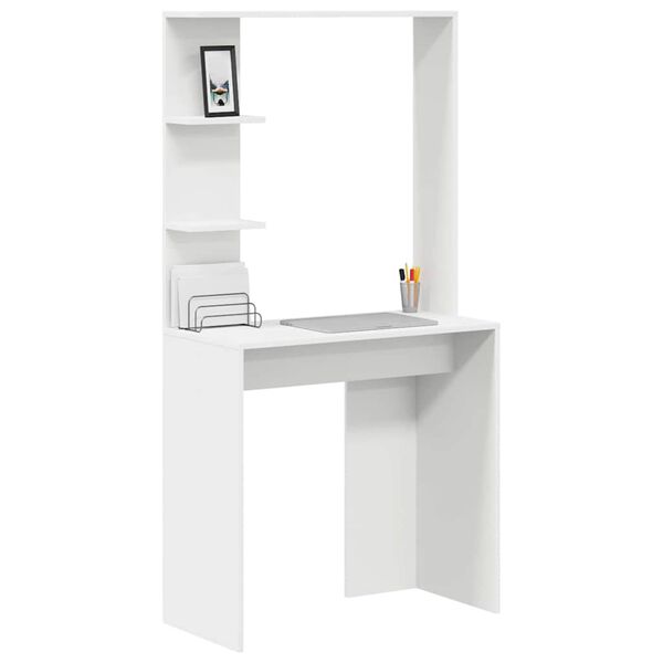 vidaXL Schreibtisch mit Regal Weiß 78,5 x 37 x 154,5 cm Holzwerkstoff
