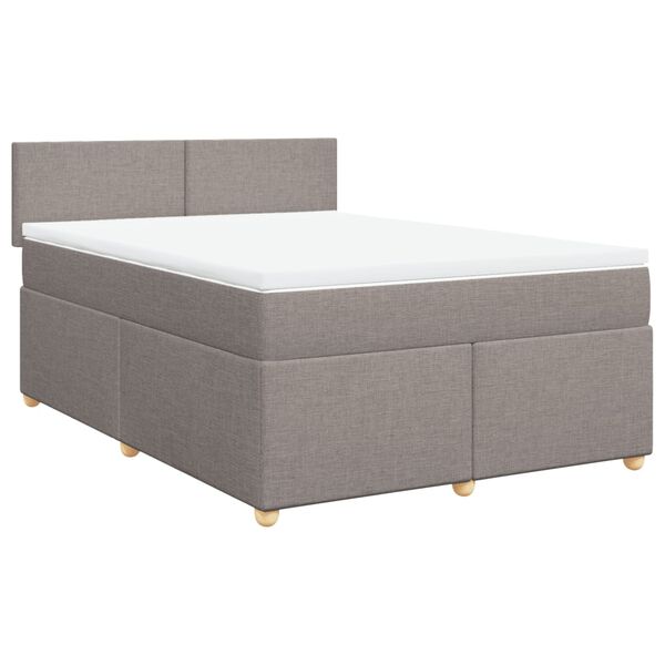 vidaXL Boxspringbett mit Matratze Taupe 140x190 cm Stoff