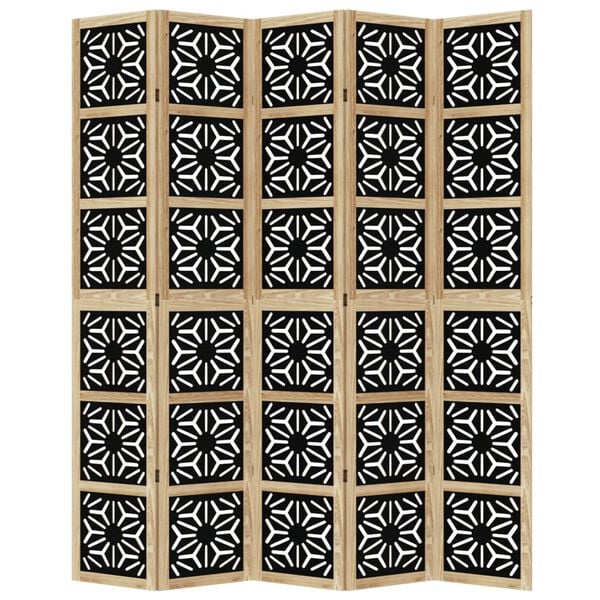 vidaXL 5-tlg. Raumteiler Braun und Schwarz Massivholz Paulownia