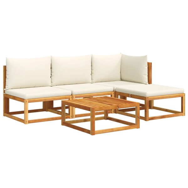 vidaXL 5-tlg. Gartensofa-Set mit Kissen Holz Akazie & Seil