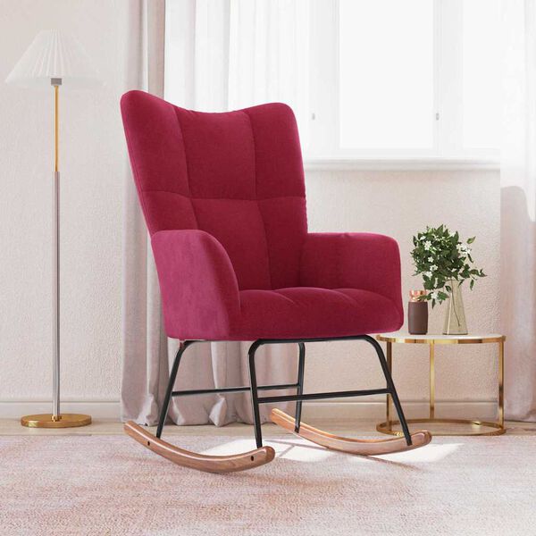vidaXL Schaukelstuhl Weinrot Samt