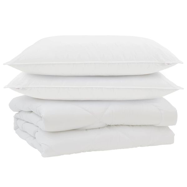 vidaXL Bettdecke mit Kissen 3 pcs Wei&szlig; Mikrofaser