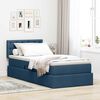 vidaXL Bett mit Stauraum und LED mit Matratze Blau 100 x 200 cm Stoff