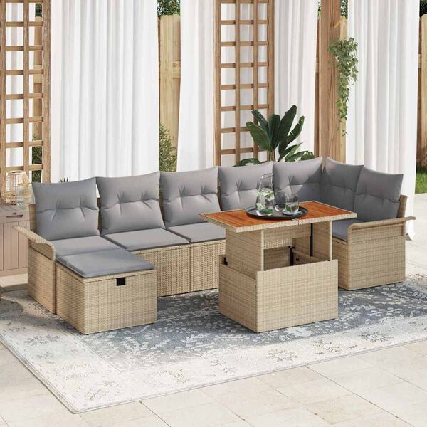 vidaXL Garten-Sofa-Set 8 pcs Beige Poly-Rattan