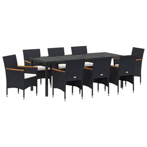 vidaXL Garten Essgruppe 9 stk. Schwarz Poly-Rattan