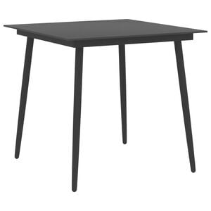 vidaXL Garten-Esstisch Schwarz 80x80x74 cm Stahl und Glas
