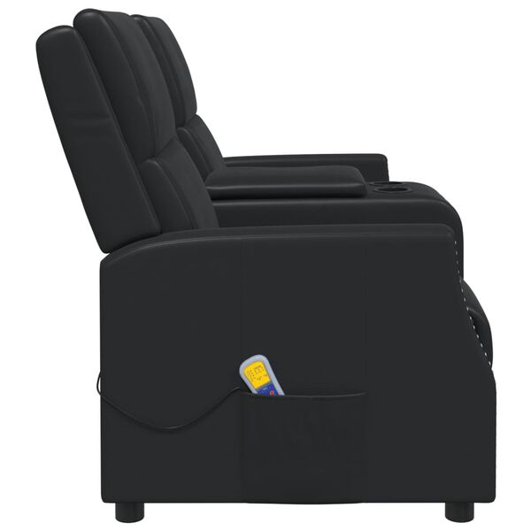 vidaXL 2-Sitzer Massagesessel mit Getränkehalter Schwarz Kunstleder