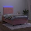 vidaXL Boxspringbett mit Matratze & LED Rosa 120x190 cm Samt