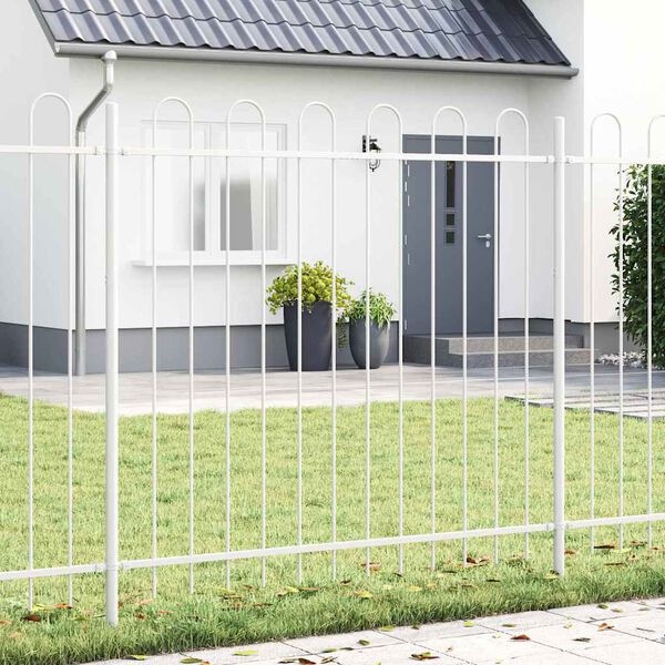 vidaXL Gartenzaun 5 pcs Weiß 8,5 x 1,5 m Pulverbeschichteter Stahl