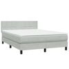 vidaXL Boxspringbett mit Matratze & LED Hellgrau 140x210 cm Samt