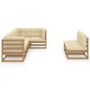 vidaXL 7-tlg. Garten-Lounge-Set mit Kissen Massivholz Kiefer