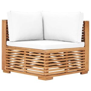 vidaXL Garten-Ecksofa mit Cremewei&szlig;er Auflage Massivholz Teak