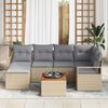 vidaXL Garten-Sofa-Set mit Kissen 7 pcs Beige Poly Rattan