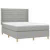 vidaXL Boxspringbett mit Matratze & LED Hellgrau 140x190 cm Stoff