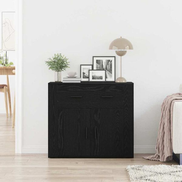 vidaXL Sideboard Schwarz Eichen-Optik 80 x 33 x 70 cm Holzwerkstoff