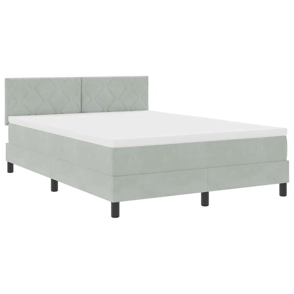 vidaXL Boxspringbett mit Matratze Hellgrau 140 x 190 cm Samt