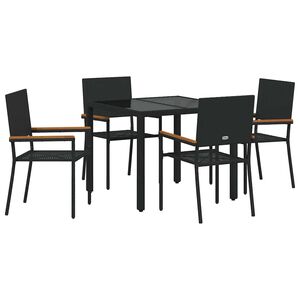 vidaXL Garten Essgruppe 5 stk. Schwarz Poly-Rattan