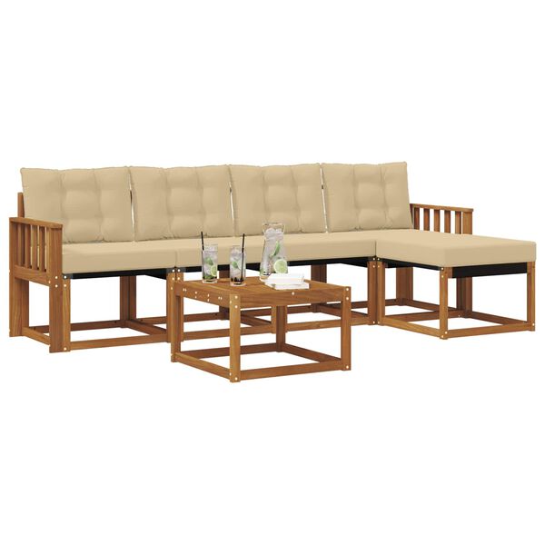 vidaXL Outdoor-Sofagarnitur mit Kissen 6 pcs Natur und Beige