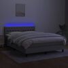 vidaXL Boxspringbett mit Matratze & LED Hellgrau 140x200 cm Stoff
