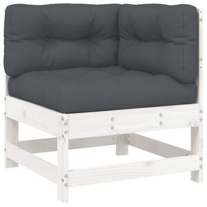 vidaXL Ecksofa mit Kissen Wei&szlig; Massivholz Kiefer
