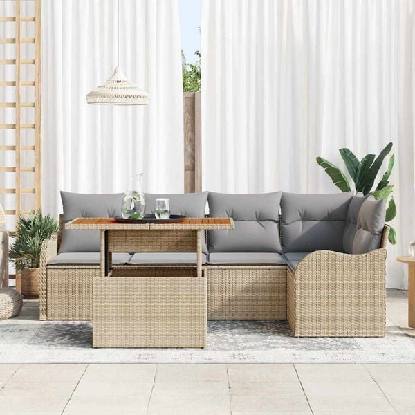 vidaXL Garten-Sofa-Set mit Kissen 6 pcs Beige und Hellgrau