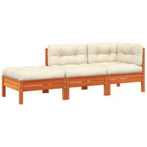 vidaXL Gartensofa mit Kissen und Hocker 3-Sitzer