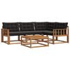 vidaXL Outdoor-Sofagarnitur mit Kissen 5 pcs Nat&uuml;rlich und Schwarz