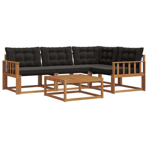 vidaXL Outdoor-Sofagarnitur mit Kissen 5 pcs Nat&uuml;rlich und Schwarz