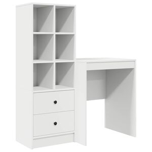 vidaXL Schreibtisch mit Schubladen mit Regal mit Speicher 2 pcs Wei&szlig;